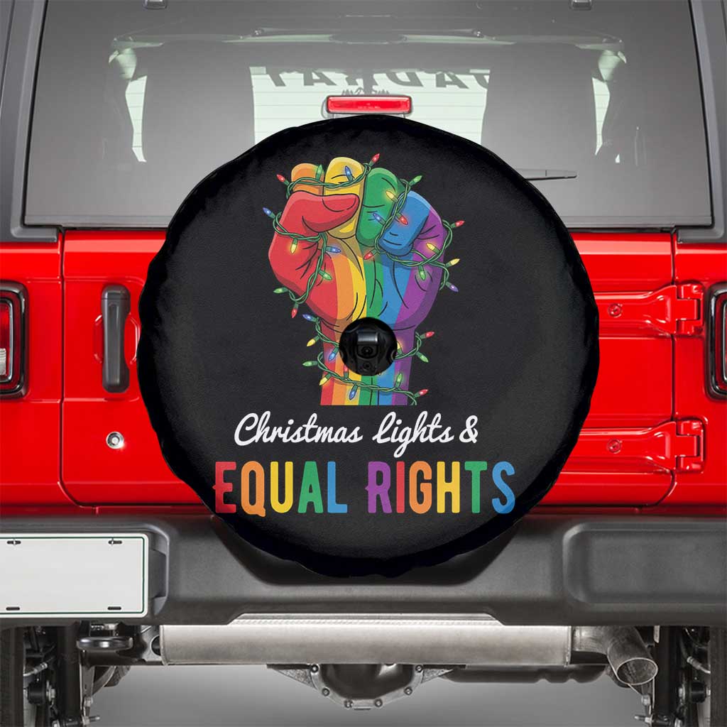 Christmas Lights Equal Rights Spare Tire Cover LGBT Hands Supporter Gift TS12 Black Print Your Wear