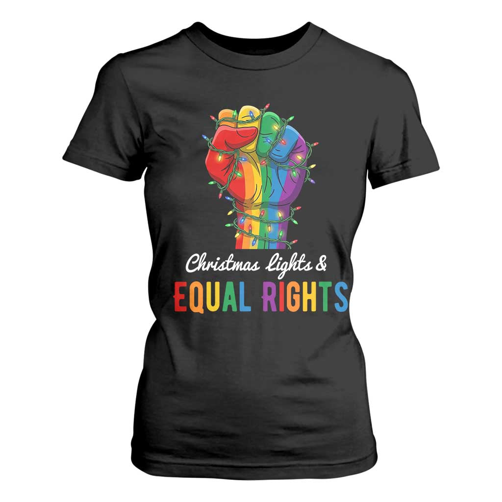Christmas Lights Equal Rights T Shirt For Women LGBT Hands Supporter Gift TS12 Black Print Your Wear