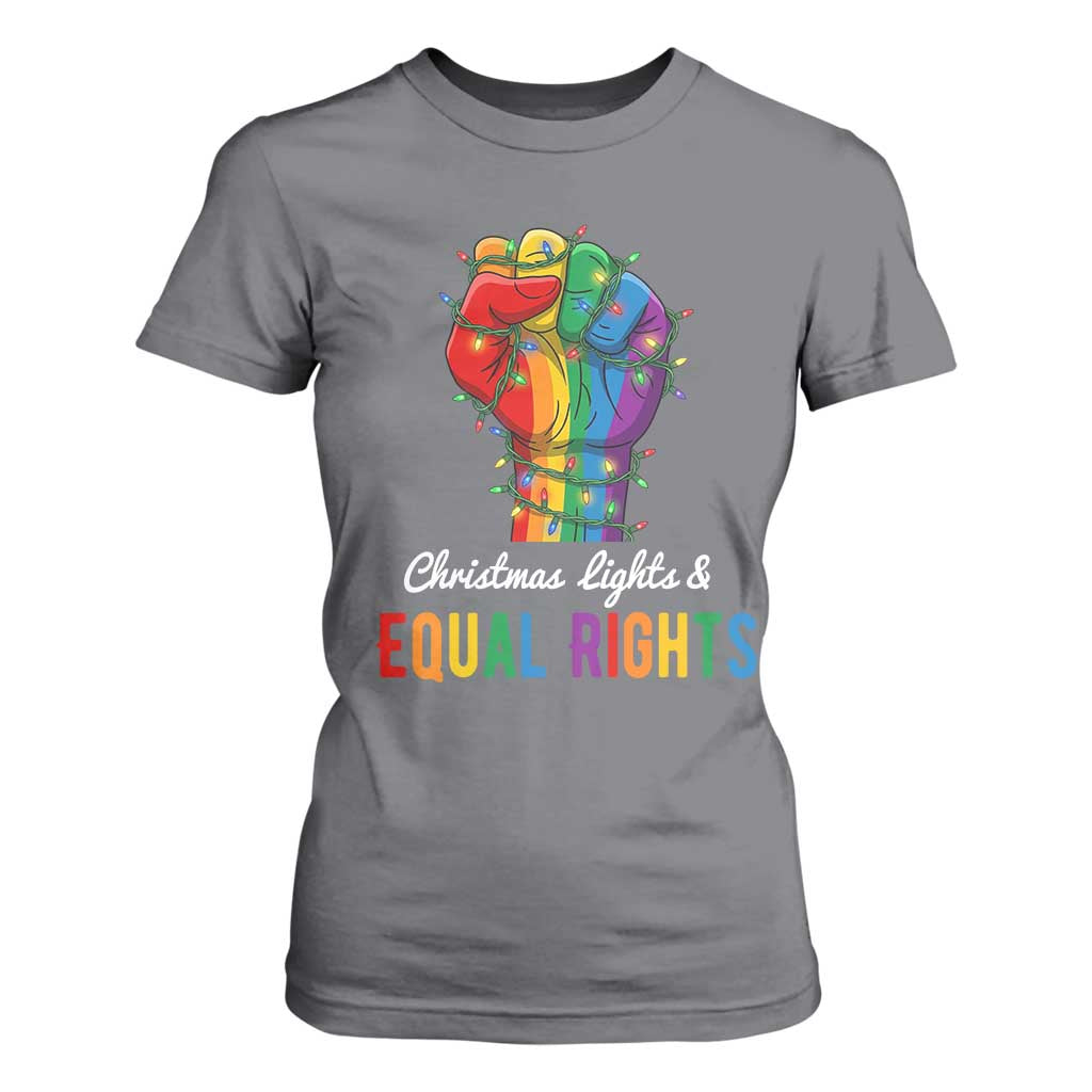 Christmas Lights Equal Rights T Shirt For Women LGBT Hands Supporter Gift TS12 Charcoal Print Your Wear