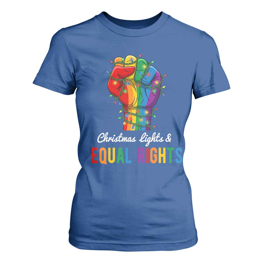 Christmas Lights Equal Rights T Shirt For Women LGBT Hands Supporter Gift TS12 Royal Blue Print Your Wear