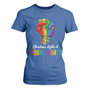 Christmas Lights Equal Rights T Shirt For Women LGBT Hands Supporter Gift TS12 Royal Blue Print Your Wear