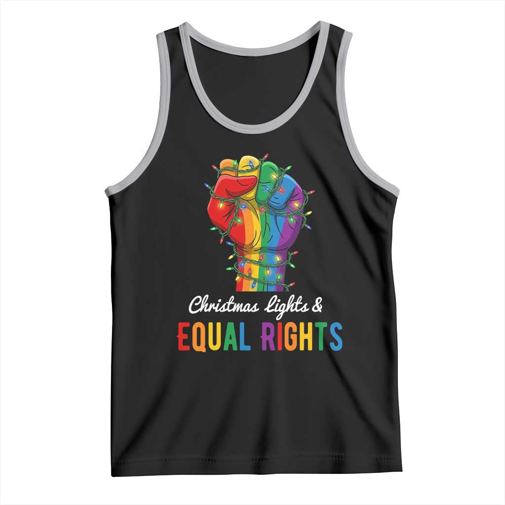 Christmas Lights Equal Rights Tank Top LGBT Hands Supporter Gift TS12 Black Athletic Heather Print Your Wear