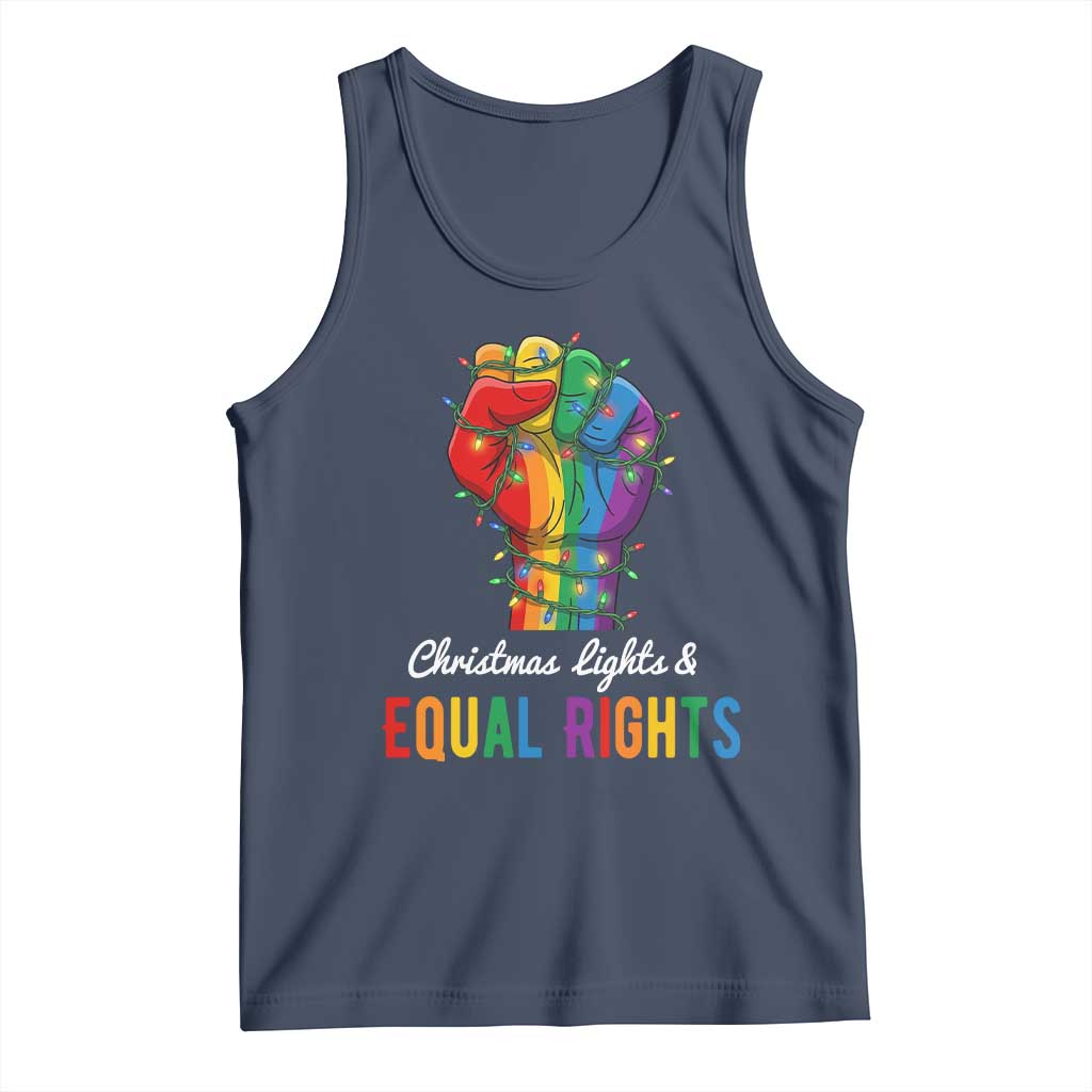 Christmas Lights Equal Rights Tank Top LGBT Hands Supporter Gift TS12 Navy Print Your Wear