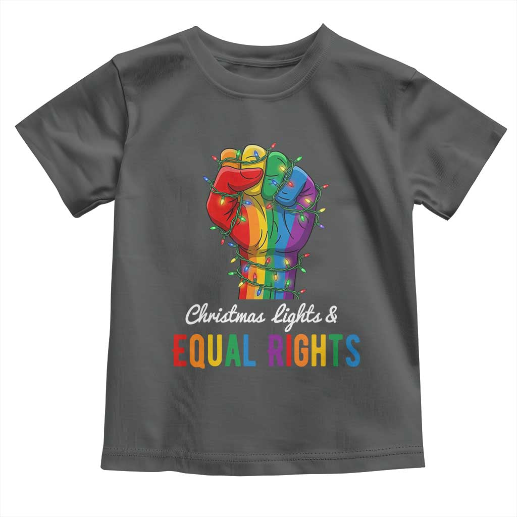 Christmas Lights Equal Rights Toddler T Shirt LGBT Hands Supporter Gift TS12 Dark Heather Print Your Wear