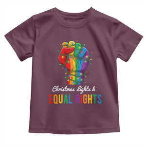 Christmas Lights Equal Rights Toddler T Shirt LGBT Hands Supporter Gift TS12 Maroon Print Your Wear