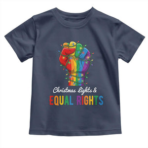 Christmas Lights Equal Rights Toddler T Shirt LGBT Hands Supporter Gift TS12 Navy Print Your Wear
