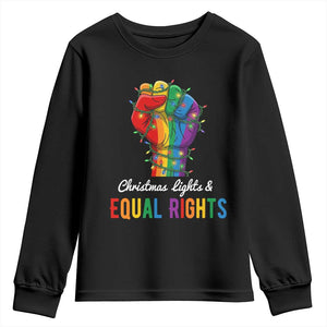 Christmas Lights Equal Rights Youth Sweatshirt LGBT Hands Supporter Gift TS12 Black Print Your Wear