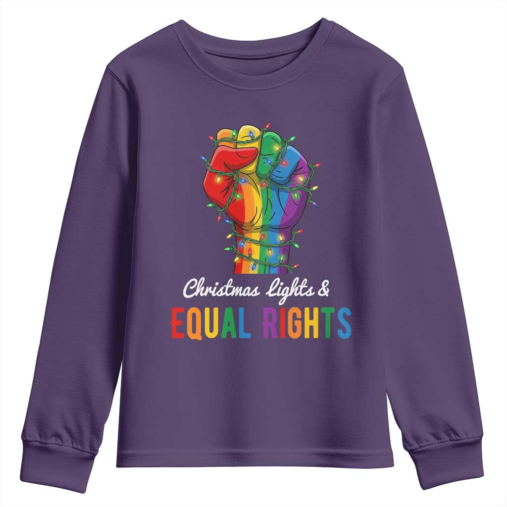 Christmas Lights Equal Rights Youth Sweatshirt LGBT Hands Supporter Gift TS12 Purple Print Your Wear