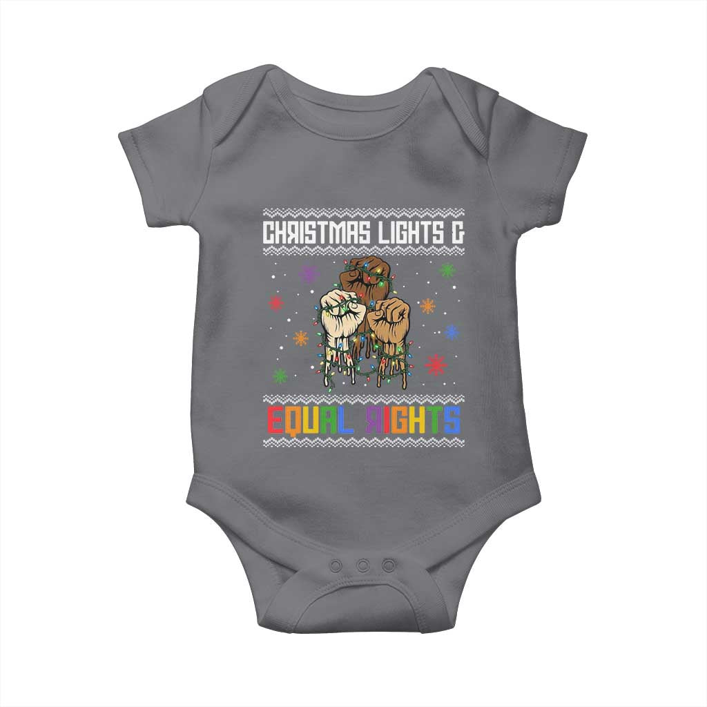Christmas Lights And Equal Rights Ugly Sweater Baby Onesie Xmas Activism Gift TS12 Charcoal Print Your Wear