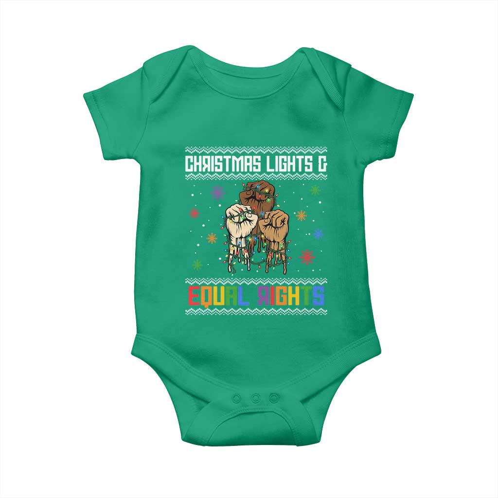 Christmas Lights And Equal Rights Ugly Sweater Baby Onesie Xmas Activism Gift TS12 Irish Green Print Your Wear