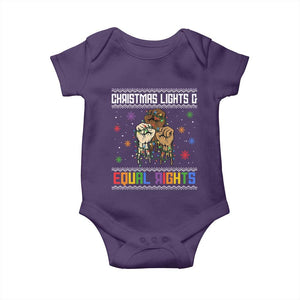 Christmas Lights And Equal Rights Ugly Sweater Baby Onesie Xmas Activism Gift TS12 Purple Print Your Wear