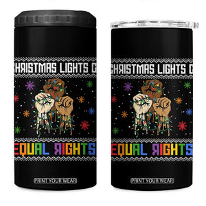 Christmas Lights And Equal Rights Ugly Sweater 4 in 1 Can Cooler Tumbler Xmas Activism Gift TS12 One Size: 16 oz Black Print Your Wear