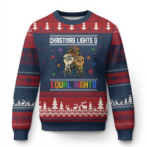 Xmas Lights And Equal Rights Ugly Sweater Ugly Christmas Sweater Xmas Activism Gift TS12 Navy Red Print Your Wear