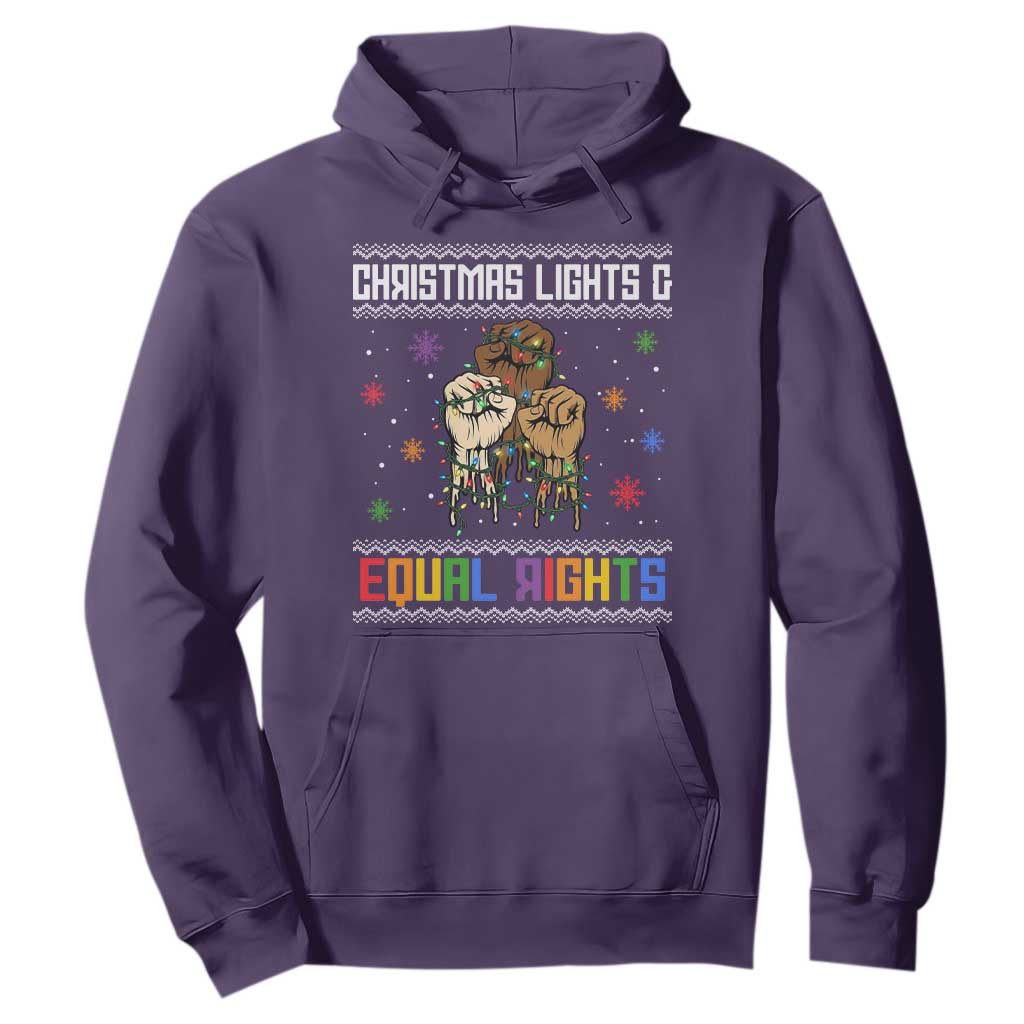 Christmas Lights And Equal Rights Ugly Sweater Hoodie Xmas Activism Gift TS12 Purple Print Your Wear
