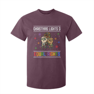 Christmas Lights And Equal Rights Ugly Sweater T Shirt For Kid Xmas Activism Gift TS12 Maroon Print Your Wear