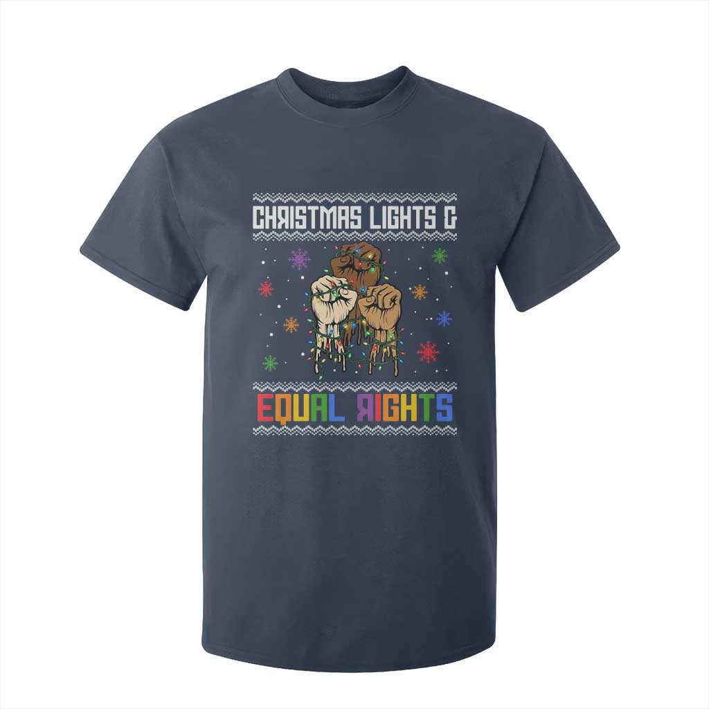 Christmas Lights And Equal Rights Ugly Sweater T Shirt For Kid Xmas Activism Gift TS12 Navy Print Your Wear