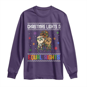Christmas Lights And Equal Rights Ugly Sweater Long Sleeve Shirt Xmas Activism Gift TS12 Purple Print Your Wear