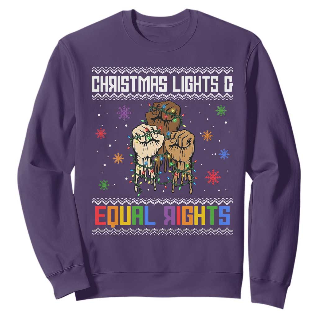Christmas Lights And Equal Rights Ugly Sweater Sweatshirt Xmas Activism Gift TS12 Purple Print Your Wear