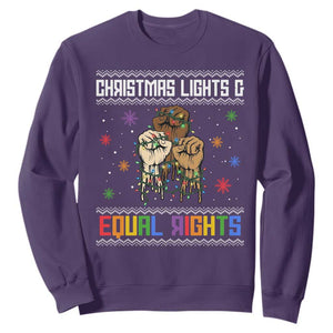 Christmas Lights And Equal Rights Ugly Sweater Sweatshirt Xmas Activism Gift TS12 Purple Print Your Wear