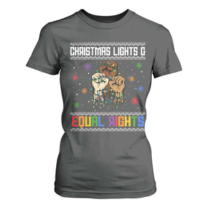 Christmas Lights And Equal Rights Ugly Sweater T Shirt For Women Xmas Activism Gift TS12 Dark Heather Print Your Wear