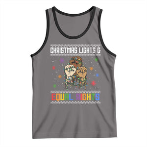 Christmas Lights And Equal Rights Ugly Sweater Tank Top Xmas Activism Gift TS12 Deep Heather Black Print Your Wear