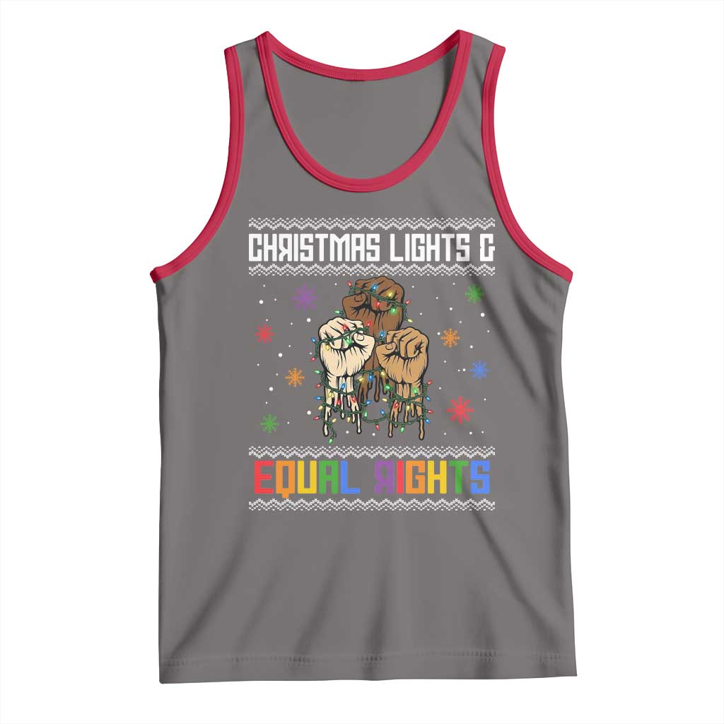 Christmas Lights And Equal Rights Ugly Sweater Tank Top Xmas Activism Gift TS12 Deep Heather Red Print Your Wear