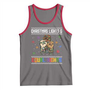 Christmas Lights And Equal Rights Ugly Sweater Tank Top Xmas Activism Gift TS12 Deep Heather Red Print Your Wear