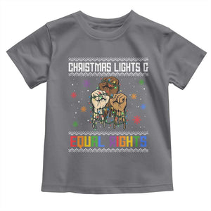 Christmas Lights And Equal Rights Ugly Sweater Toddler T Shirt Xmas Activism Gift TS12 Charcoal Print Your Wear