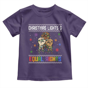 Christmas Lights And Equal Rights Ugly Sweater Toddler T Shirt Xmas Activism Gift TS12 Purple Print Your Wear