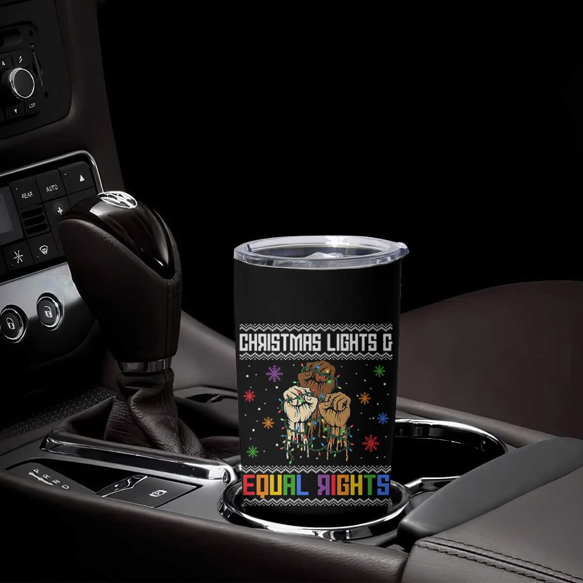 Christmas Lights And Equal Rights Ugly Sweater Tumbler Cup Xmas Activism Gift TS12 Print Your Wear