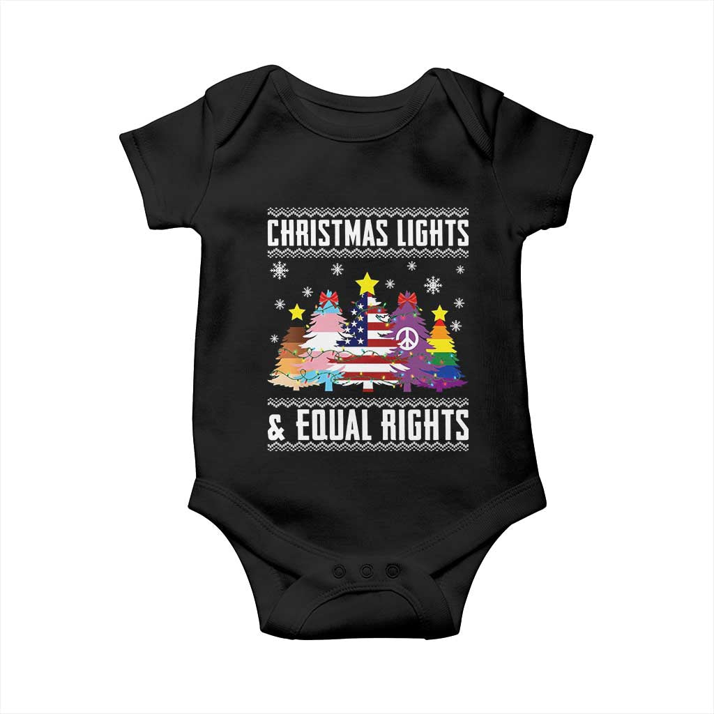 Xmas Lights Equal Rights Ugly Sweater Activism Gift Baby Onesie TS12 Black Print Your Wear