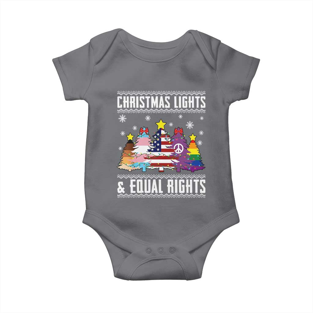 Xmas Lights Equal Rights Ugly Sweater Activism Gift Baby Onesie TS12 Charcoal Print Your Wear