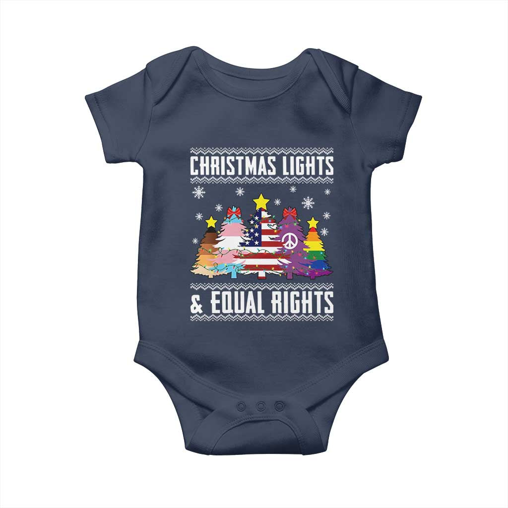 Xmas Lights Equal Rights Ugly Sweater Activism Gift Baby Onesie TS12 Navy Print Your Wear