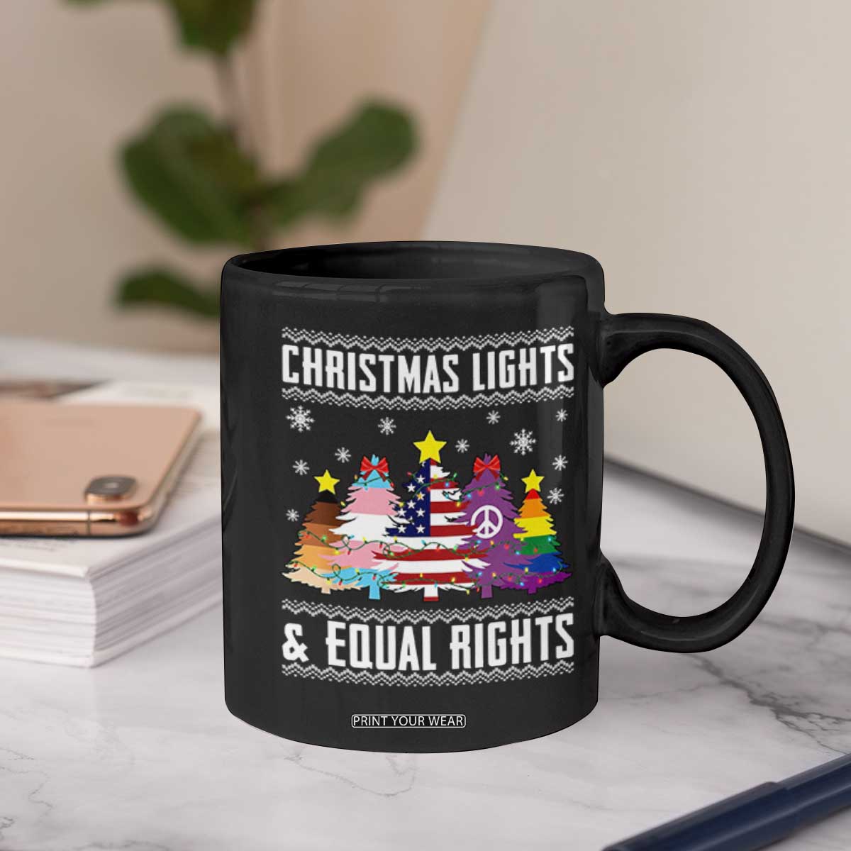 Xmas Lights Equal Rights Ugly Sweater Activism Gift Coffee Mug TS12 Print Your Wear