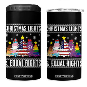Xmas Lights Equal Rights Ugly Sweater Activism Gift 4 in 1 Can Cooler Tumbler TS12 One Size: 16 oz Black Print Your Wear
