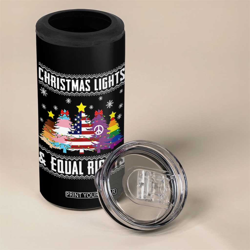 Xmas Lights Equal Rights Ugly Sweater Activism Gift 4 in 1 Can Cooler Tumbler TS12 Print Your Wear