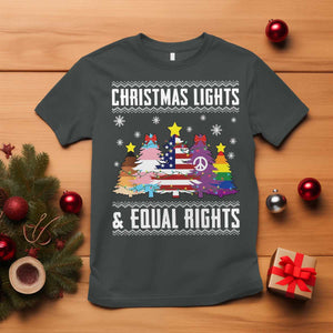 Xmas Lights Equal Rights Ugly Sweater Activism Gift T Shirt TS12 Dark Heather Print Your Wear