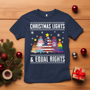 Xmas Lights Equal Rights Ugly Sweater Activism Gift T Shirt TS12 Navy Print Your Wear