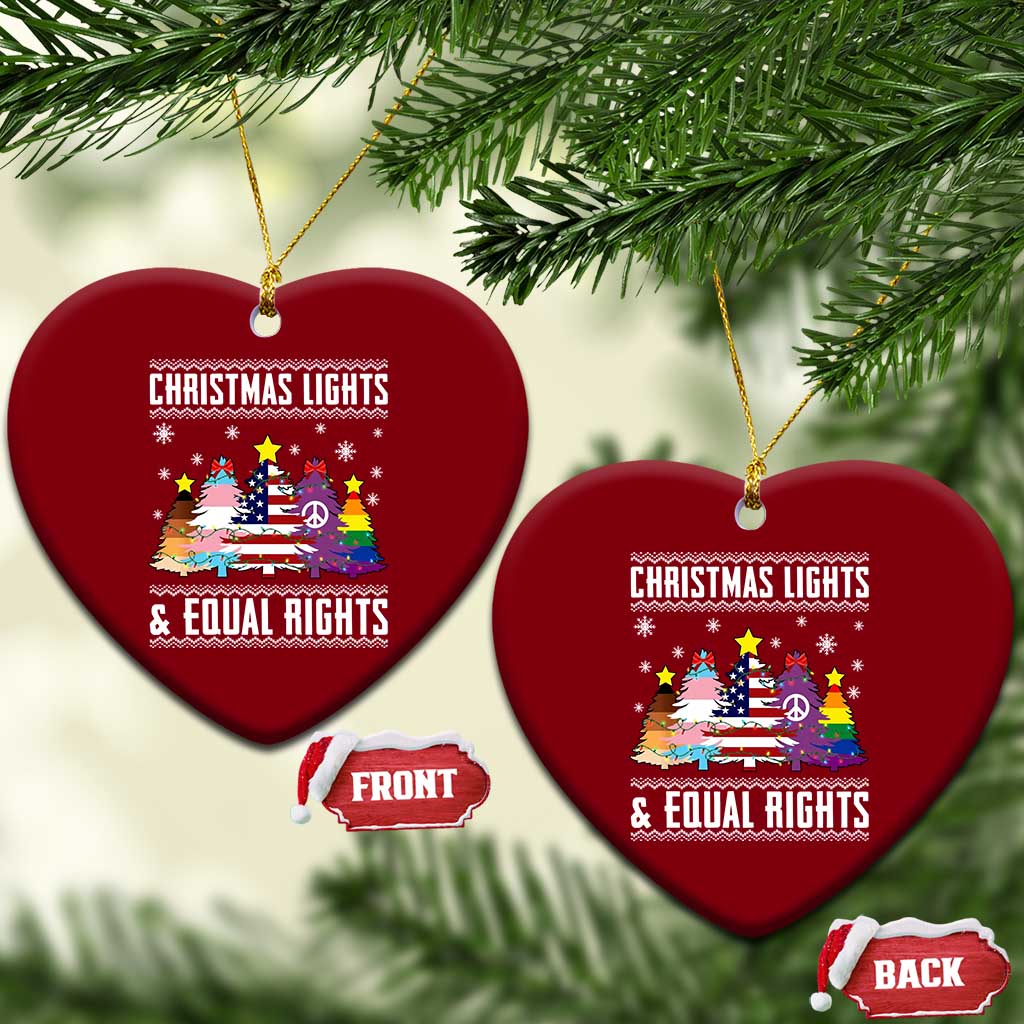 Xmas Lights Equal Rights Ugly Sweater Activism Gift Ceramic Ornament TS12 Print Your Wear