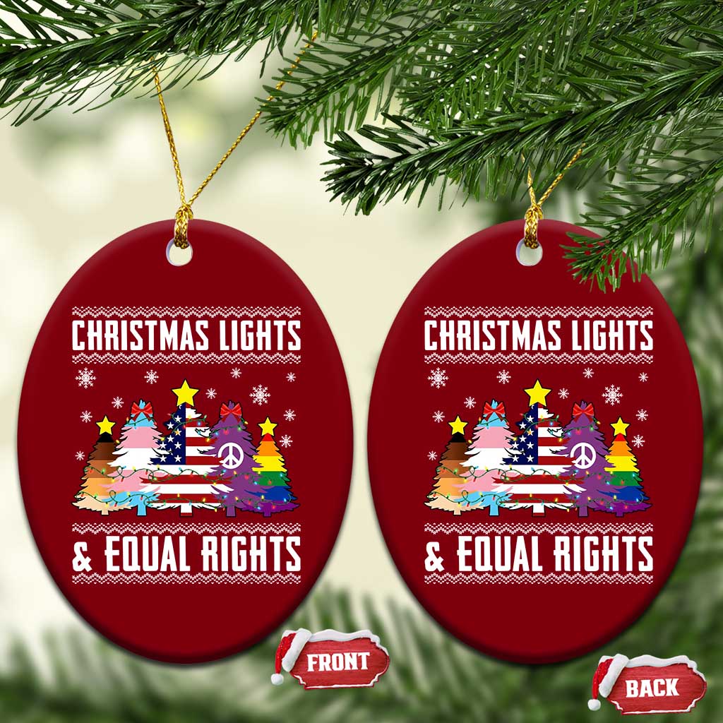Xmas Lights Equal Rights Ugly Sweater Activism Gift Ceramic Ornament TS12 Print Your Wear