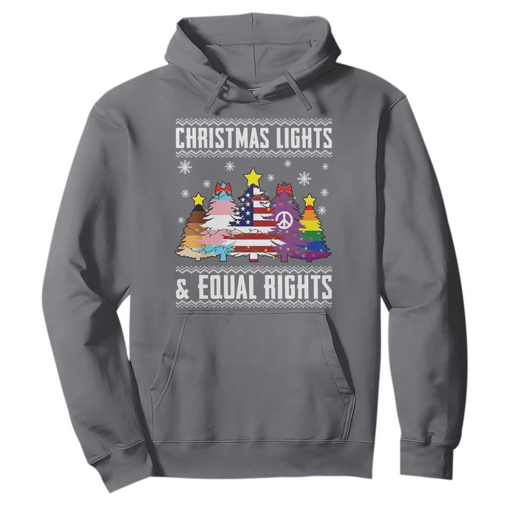 Xmas Lights Equal Rights Ugly Sweater Activism Gift Hoodie TS12 Charcoal Print Your Wear