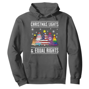 Xmas Lights Equal Rights Ugly Sweater Activism Gift Hoodie TS12 Dark Heather Print Your Wear