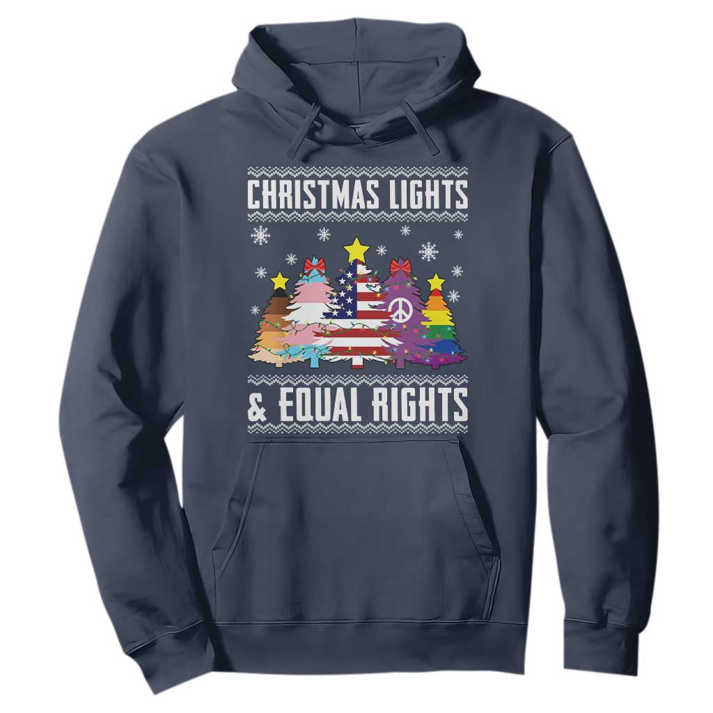 Xmas Lights Equal Rights Ugly Sweater Activism Gift Hoodie TS12 Navy Print Your Wear