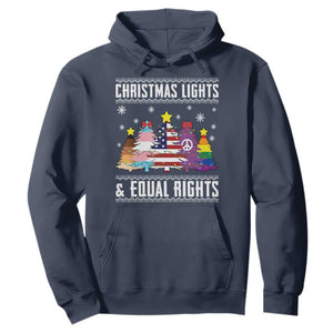 Xmas Lights Equal Rights Ugly Sweater Activism Gift Hoodie TS12 Navy Print Your Wear