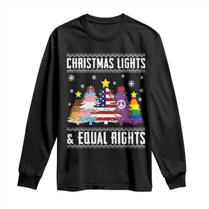 Xmas Lights Equal Rights Ugly Sweater Activism Gift Long Sleeve Shirt TS12 Black Print Your Wear