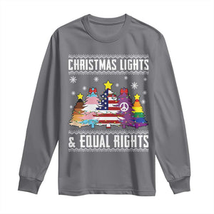 Xmas Lights Equal Rights Ugly Sweater Activism Gift Long Sleeve Shirt TS12 Charcoal Print Your Wear