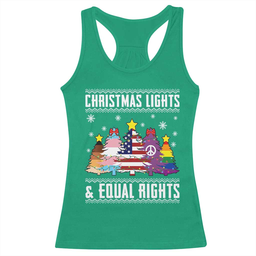 Xmas Lights Equal Rights Ugly Sweater Activism Gift Racerback Tank Top TS12 Irish Green Print Your Wear