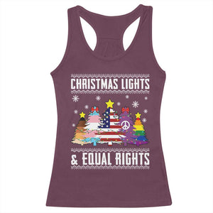 Xmas Lights Equal Rights Ugly Sweater Activism Gift Racerback Tank Top TS12 Maroon Print Your Wear