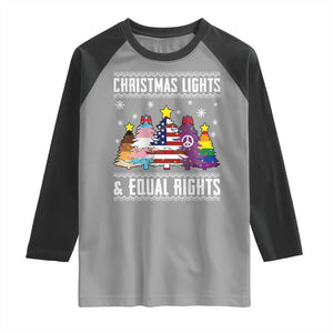 Xmas Lights Equal Rights Ugly Sweater Activism Gift Raglan Shirt TS12 Sport Gray Black Print Your Wear