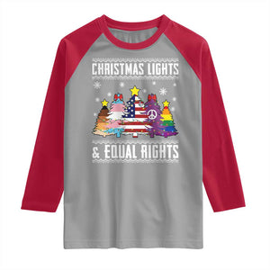 Xmas Lights Equal Rights Ugly Sweater Activism Gift Raglan Shirt TS12 Sport Gray Red Print Your Wear